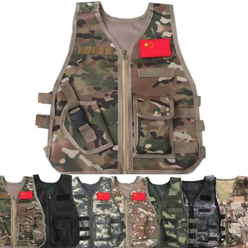 Allenamento Estivo Da Campeggio Per Bambini Camouflage Tactical Vest Body Armor Kids Outdoor Performance Cs War Game Caccia Gilet Gear
