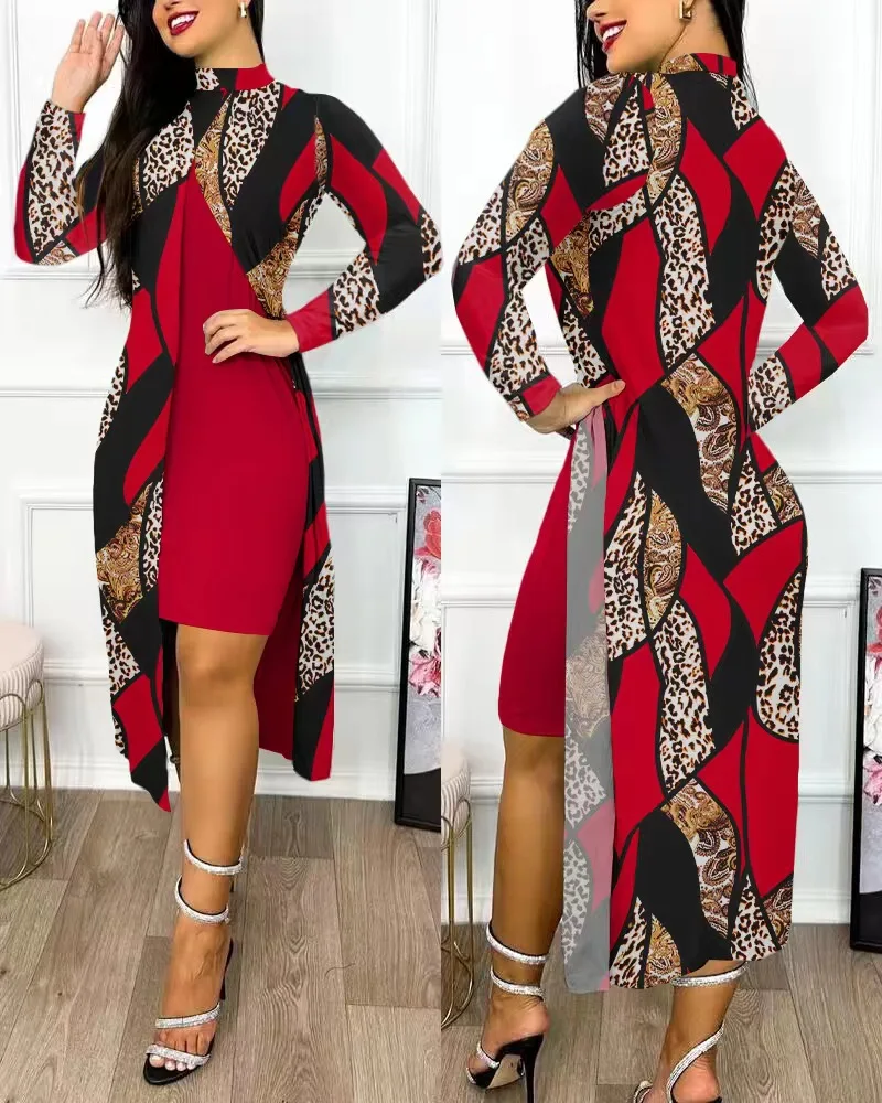 Sc15396638c724cc3bdf292e99af2e5560 Fashion Long Sleeve Office Bodycon Midi Dress Women, Autumn Bilayer Print Elegant Party Ladies Dresses For Women Mallzona