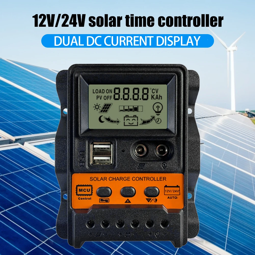 Solar Charge Controller 12V 24V 10A 20A 30A 40A 50A 60A Solar Controller Panel Battery Regulator Dual USB LCD solar charger