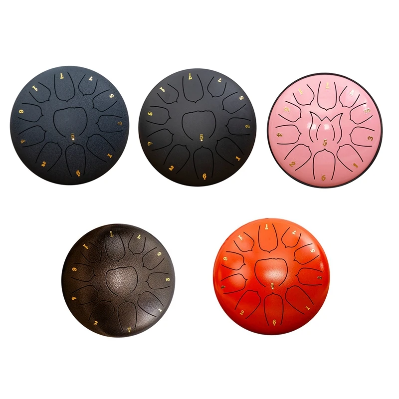 Tambour De Pluie (Handpan) 10 Pouces 11 Tons - Alliage De Titane Noir - Instrument De Musique Éthéré Pour Méditation, Yoga, Guérison Sonore