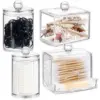 Square Qtip Holder Acrylic Bathroom Vanity Countertop Storage Box Organizer Canister Jar for Cotton Swabs, Rounds Balls, Makeup 1