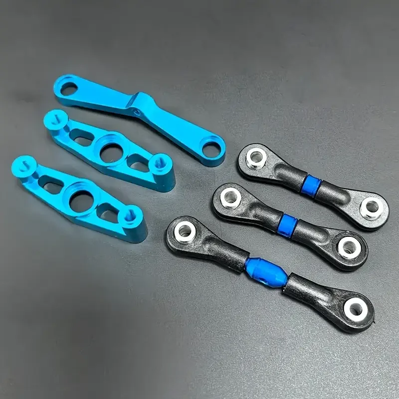 Set Bracci Sterzo E Manovella In Alluminio Nero Per Tamiya TT-02 TT-02B RC