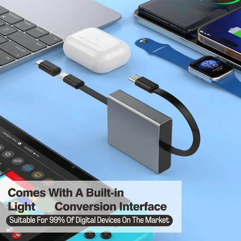 도착용 텔레스코픽 USB 케이블 타입 C 66W PD 4 in 1 데이터 케이블 고속 충전 접이식 아이폰 삼성 모바일 아이패드 노트북용