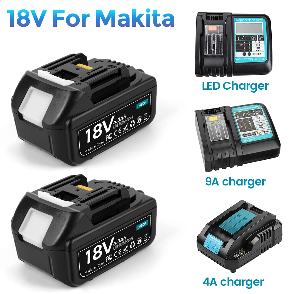 

2024 Upgrade 100% Original BL1860 Battery 18V 6000mAh Li-ion for Makita 18V Battery BL1840 BL1860 BL1850 BLxt 400 + Charger