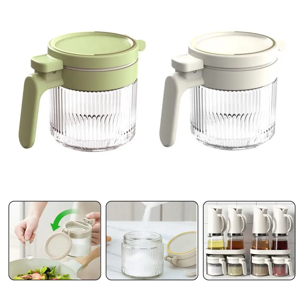 Seasoning Jar Transparent Dustproof Moisture-proof Thickened Good Seal Press Type with Spoon Large Capacity Sugar Salt Powder St