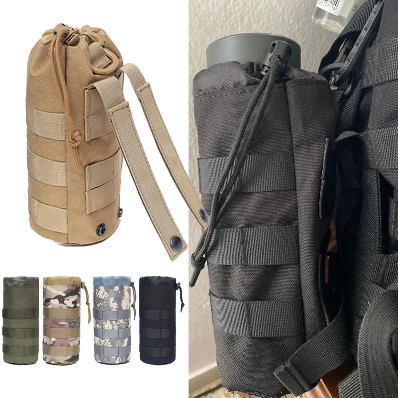 Granmagazz - Bolsa Táctica Para Botella De Agua Militar, Portabotellas Impermeable, Portabotellas Ajustable Con Cordón Para Senderismo, Camping, Viajes, Deportes