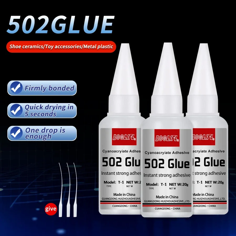 Super Glue 1-5pcs 502 Instant Quick-drying Cyanoacrylate Adhesive for Leather Rubber Wood Metal