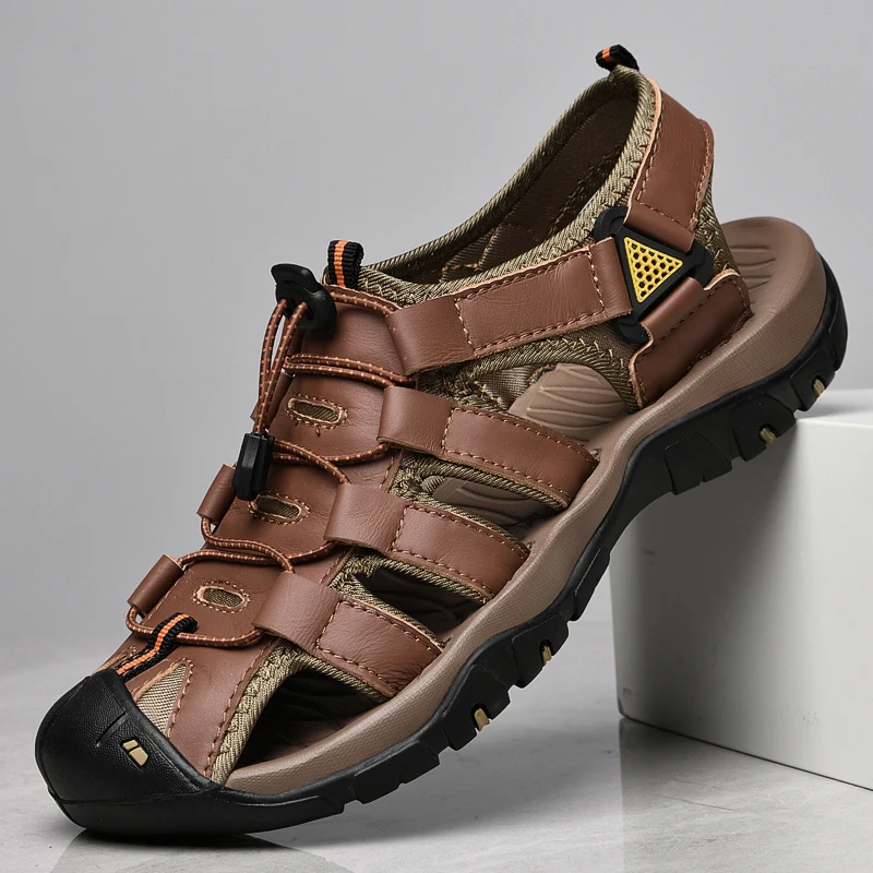 Basilius Mens Premium Leather Sandals For Summer All Day Comfort Cushioned Non Slip Sole main image 0