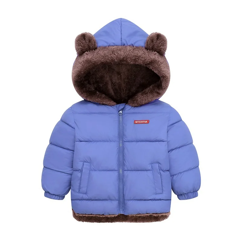 Baby Boys Girls Down Outerwear Kids Fashion Plus Velvet Coat Children Fur Hooded Casual Clothes Autumn Winter Thick Warm Jackets - 4