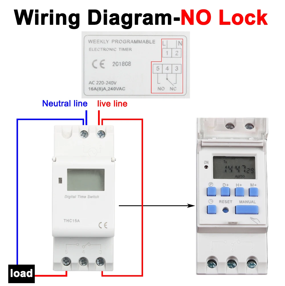 Timer switch din rail mount relay digital weekly clock programmable electronic microcomputer 220V48V 30A 12V AC ring bell timer switch digital timer programmable timer switch time switch