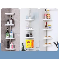 Bathroom Corner Shower Tension Pole Rust Proof Telescopic Rod 4 Tier Storage Rack Shower Organizer Stainless Steel Decor Shelf 1