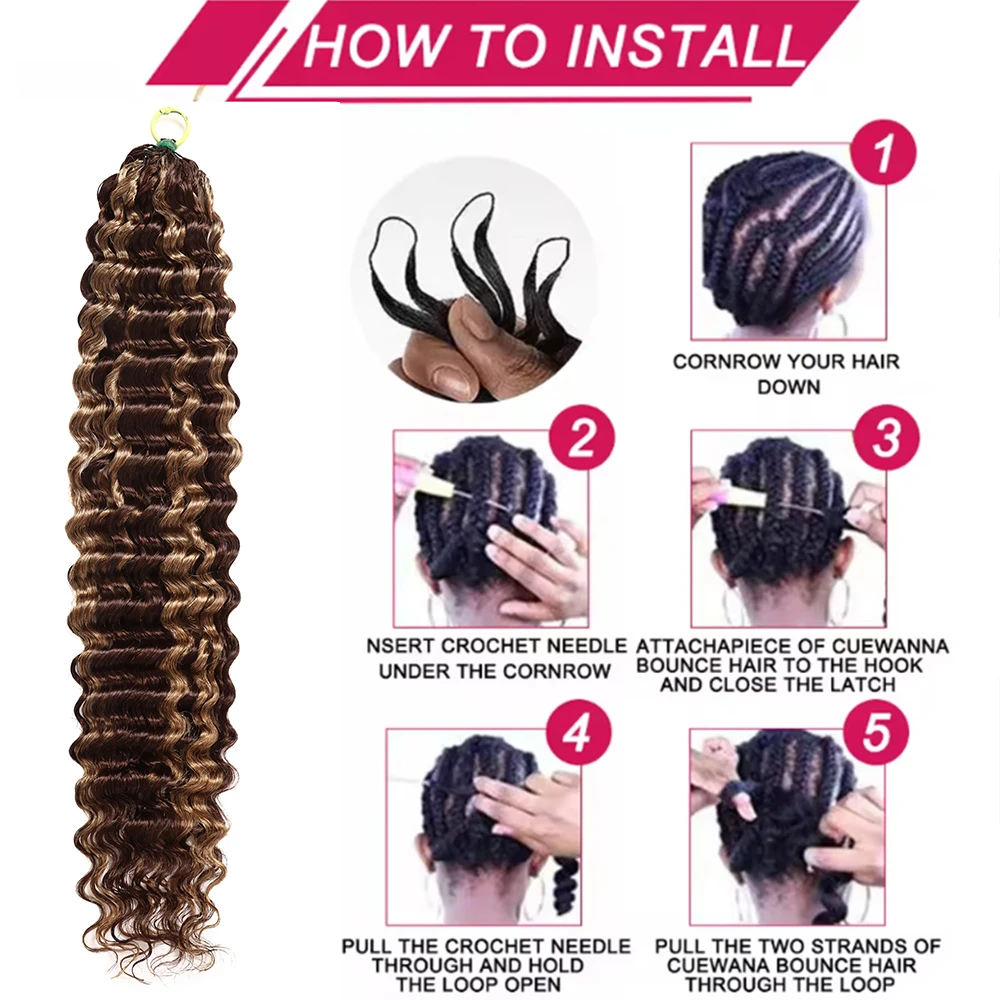 Capelli Umani Ricci Ombre Highlight Deep Wave Feather Crochet Senza Nodi 4/27 - immagine 4