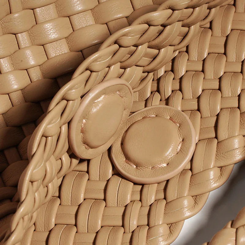 Lady Designer Style PU Leather Knitted Handbags Women Elegant Underarm Bag Artificial Leather Soft Bucket Bags S4600