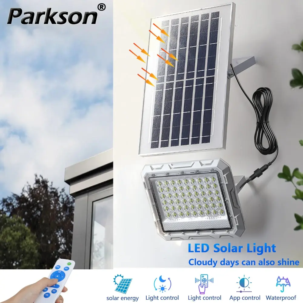 LED Solar Lights Outdoor Home 60W 100W Garden Lighting Sunlight LED Solar Street Wall Lamp Human Waterproof Remote Control