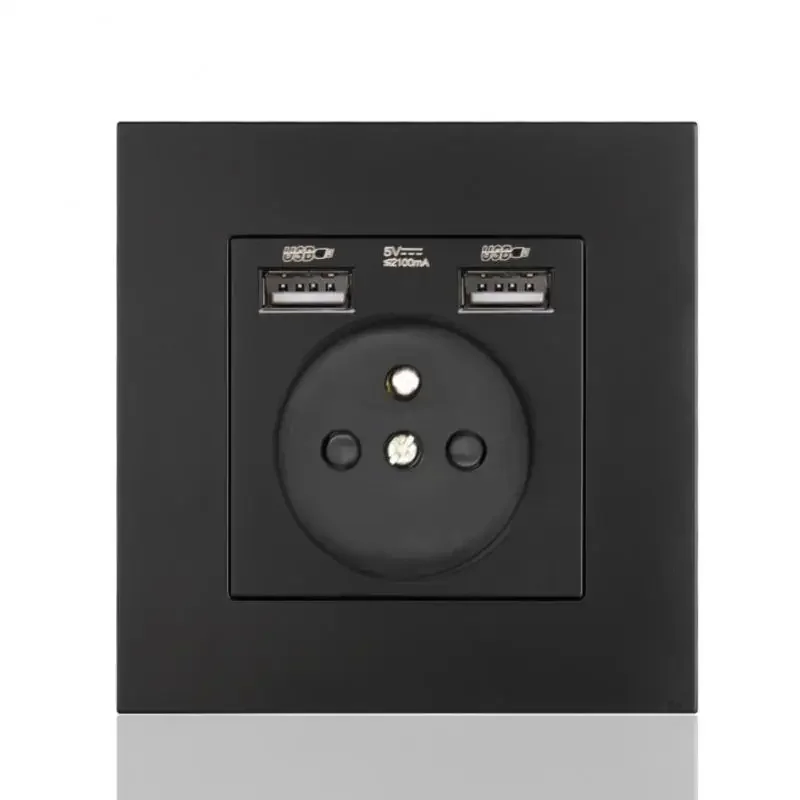 

Wall USB Power Socket, Many New Style Panel, Bedroom Socket,AC 110V-250V 16A Wall Embedded, Double Usb EU Standard Outlet