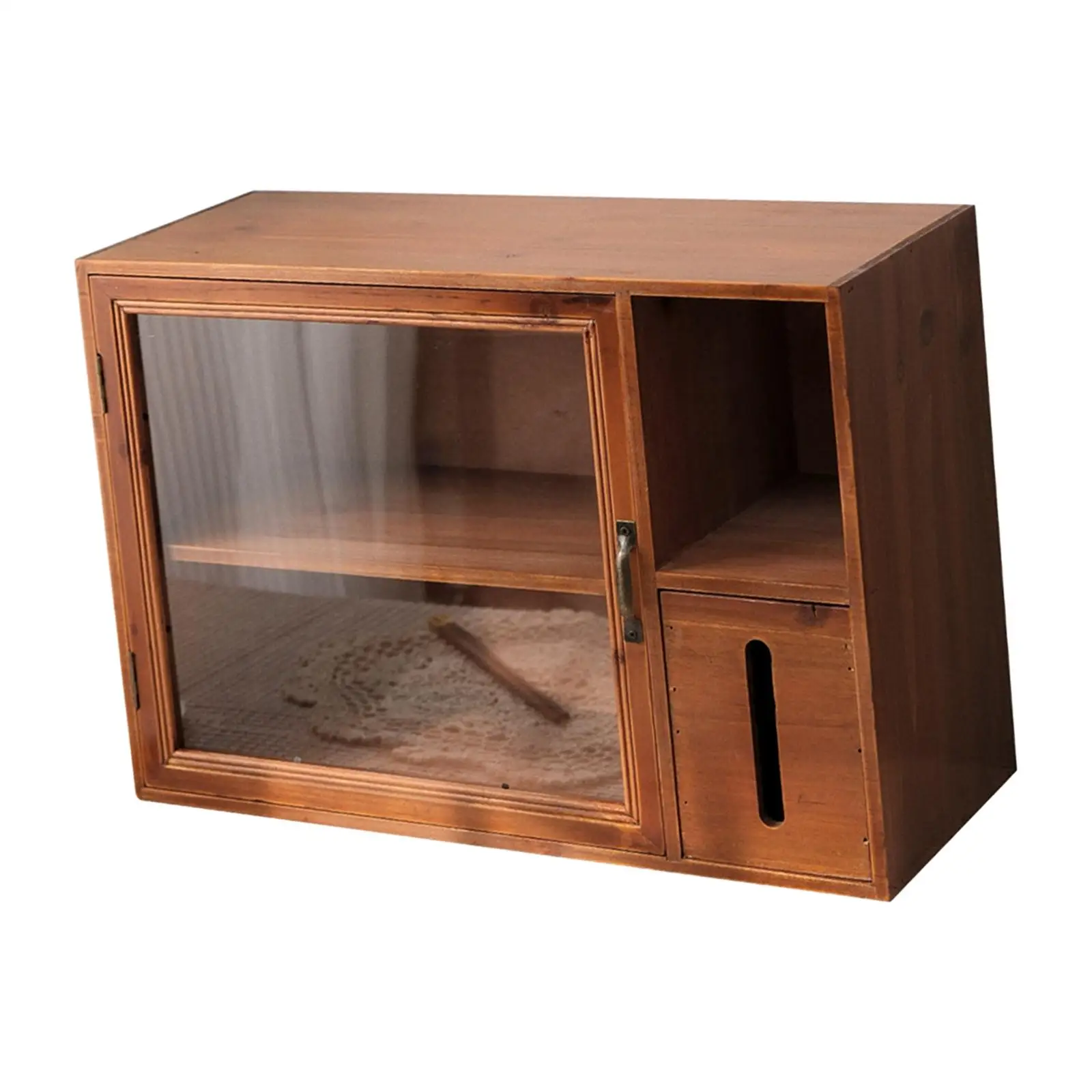 

Desk Storage Cabinet Display Mug Cabinet Wooden Collectibles Toys Shelf 2 Tiers Tea Cup Storage Organizer for Countertop Home