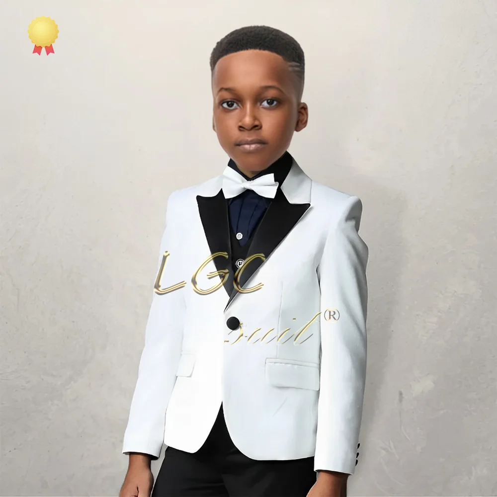 

Boys' 2-piece black peak-collar suit set - includes blazer and black trousers, suitable for parties, weddings and gatherings