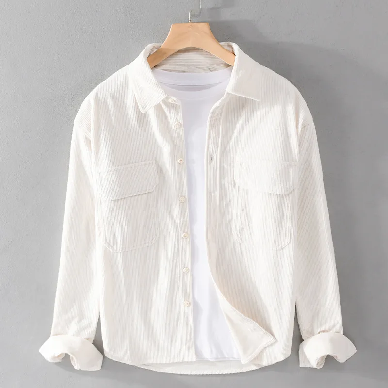 

8807 Men's Shirt Spring Fall Long-sleeved Corduroy Simple Loose Casual All-match Tops Double Pocket Young Handsome Men's Jackets