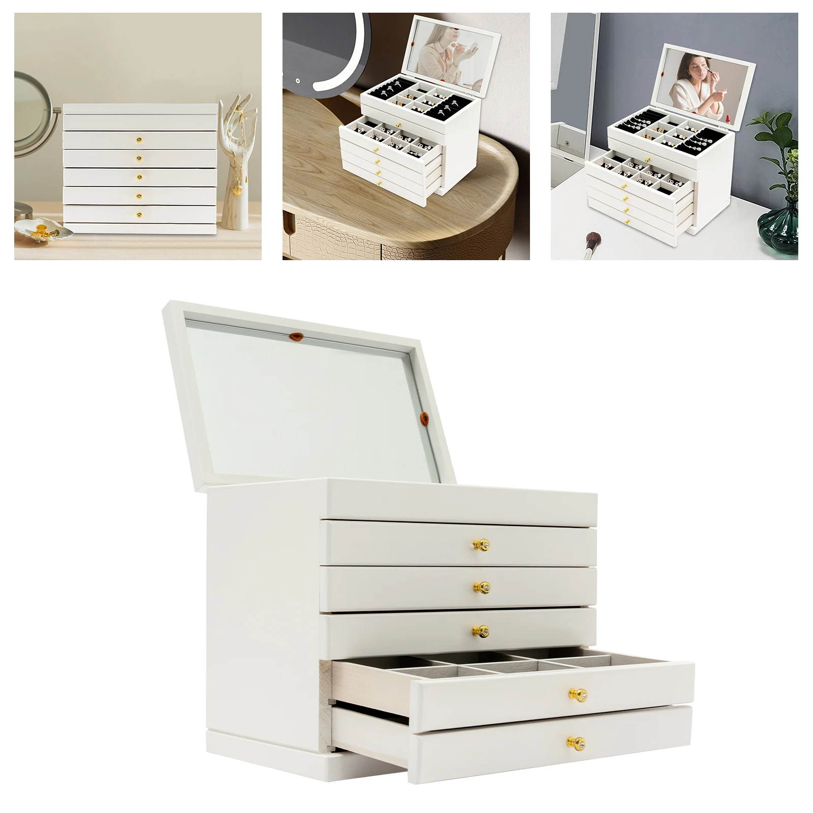 Organisation intérieure des tiroirs de la boîte à bijoux