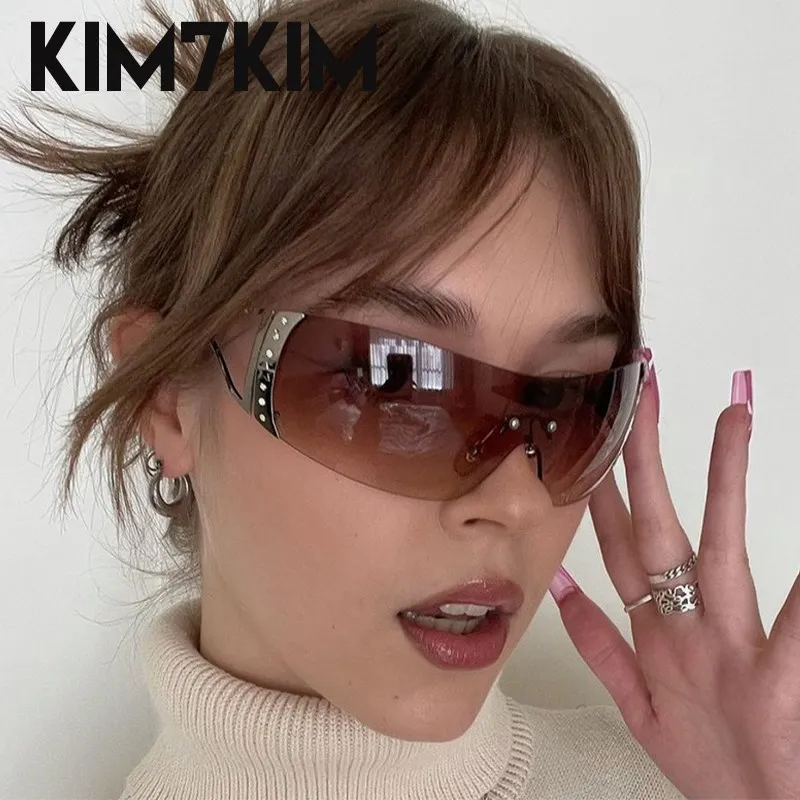 Occhiali Da Sole Avvolgenti Y2K Con Stella - UV400, Unisex, Oversize Senza Montatura - Foto 12