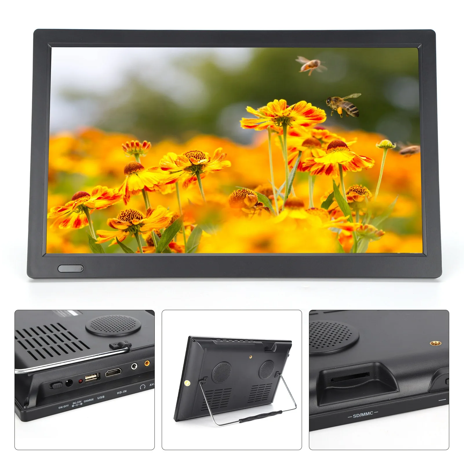 LEADSTAR 13 Inch 1920x1280 ATSC Digital TV Portable TV HD Television for Car Camping US Plug 110-220V Support USB