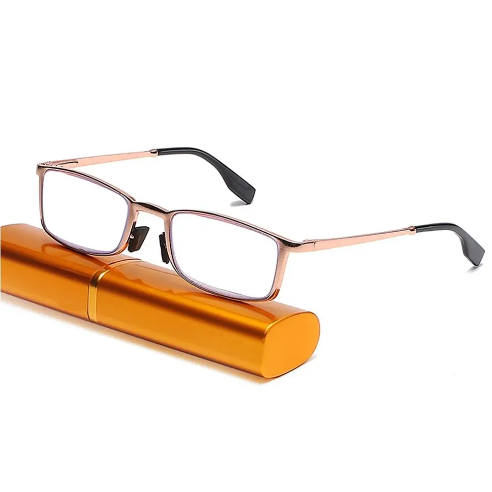 

Glasses Presbyopic Glasses Spring Hinge with Portable Pen Clip Case Blue Light Blocking Readers Eyeglasses Mini Reading Glasses