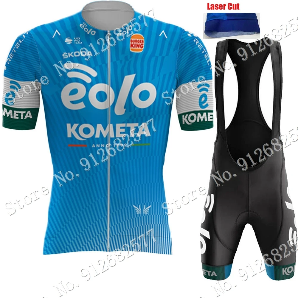 Team Eolo Kometa 2022 Cycling Jersey Set Cuff Laser Cut Men Bicycle Clothing Road Bike Shirts Suit Shorts MTB Ropa Maillot Ropa