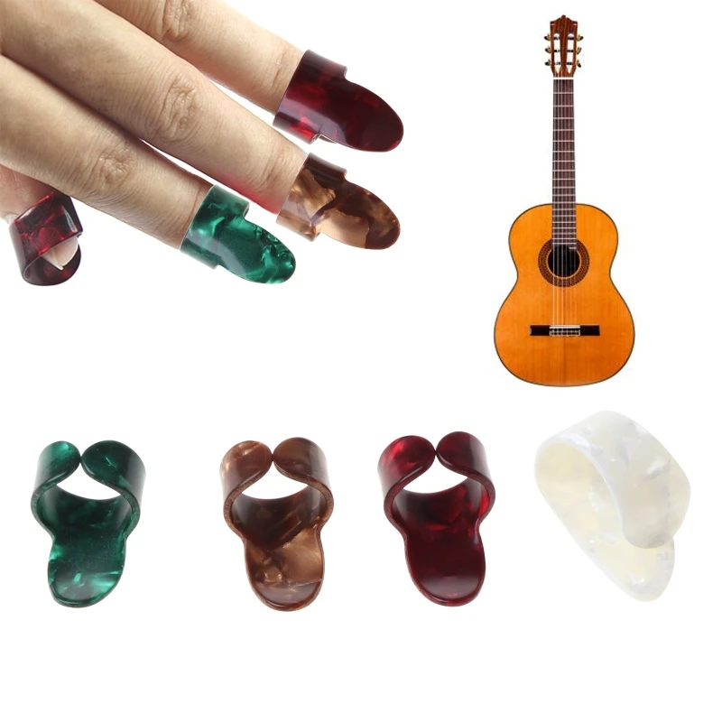 

2024 New 4pcs/set New Plastic 1 Thumb + 3 Finger Guitar Picks Plectrums Set