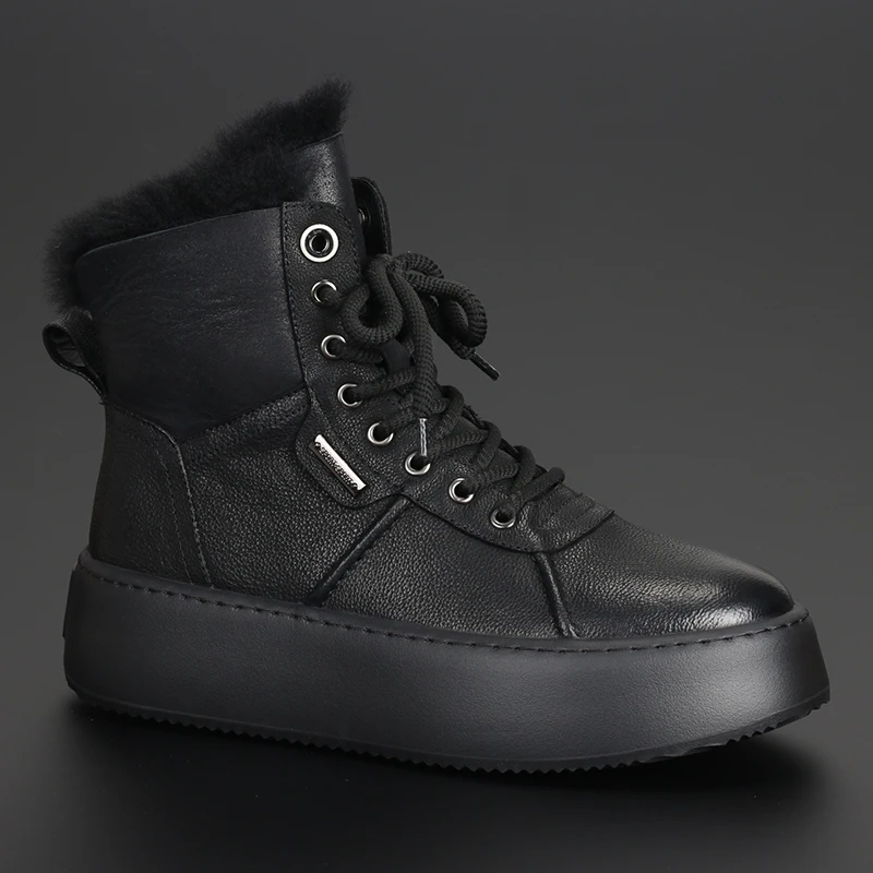 

Зимние новые кашемировые теплые хлопковые сапоги, трендовые повседневные мужские зимние сапоги с овечьим мехом и вставками из кашемира, ботильоны на платформе