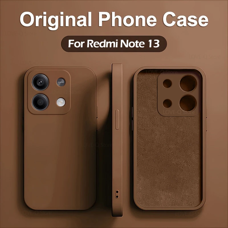Redmi Note 13 Case Square Liquid Silicone Soft funda TPU Cover For Xiaomi...