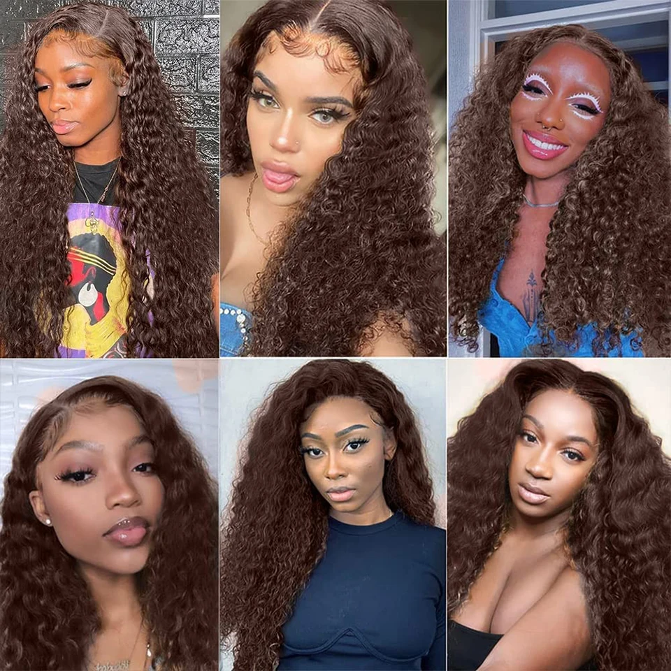 Deep Wave Human Hair Extensions Chocolate Brown Curly 3 Virgin Brazilian Weave