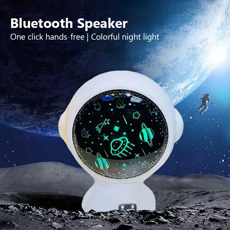 Cartoon Astronaut Bluetooth 5.0 Speaker Subwoofer Outdoor Portable Soundbox Home Desktop Mini Stereo Children Gifts