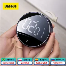 

Baseus Magnetic Digital Timer for Kitchen Cooking Shower Study Stopwatch LED Counter Alarm Remind Manual Electronic Countdown