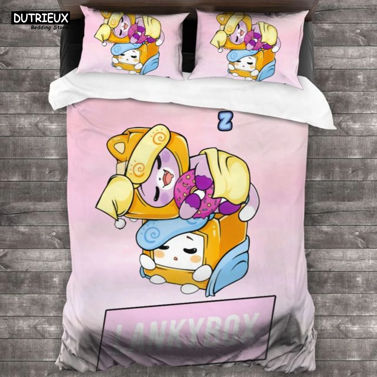 

Kawaii Lankybox Bedding Set Cartoon Cute Christmas Gift Bed Linen King Twin Double Full Queen Size Child Kids Duvet Cover Set