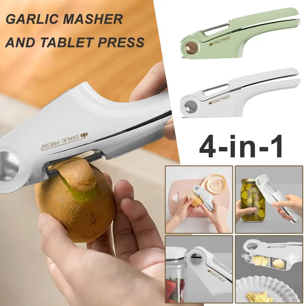 

4-in-1 Garlic Press For Pressing Mash Garlic Sliced Garlic Can Opener Peeler For Vegetable Cooking Masher Multifunctional T B1N8