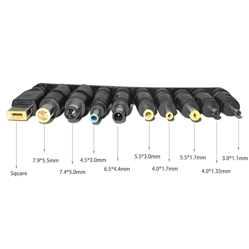 100W 타입 C에서 범용 DC 잭 노트북 어댑터 커넥터 USB C 노트북 충전 케이블 코드 노트북 충전기 10개 커넥터