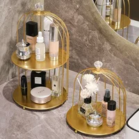 Metal Bird Cage Makeup Organizer Cosmetic Organiser Cosmetic Storage Shelf Bathroom Tabletop Toilet Vanity Organiser Makeup Box 2