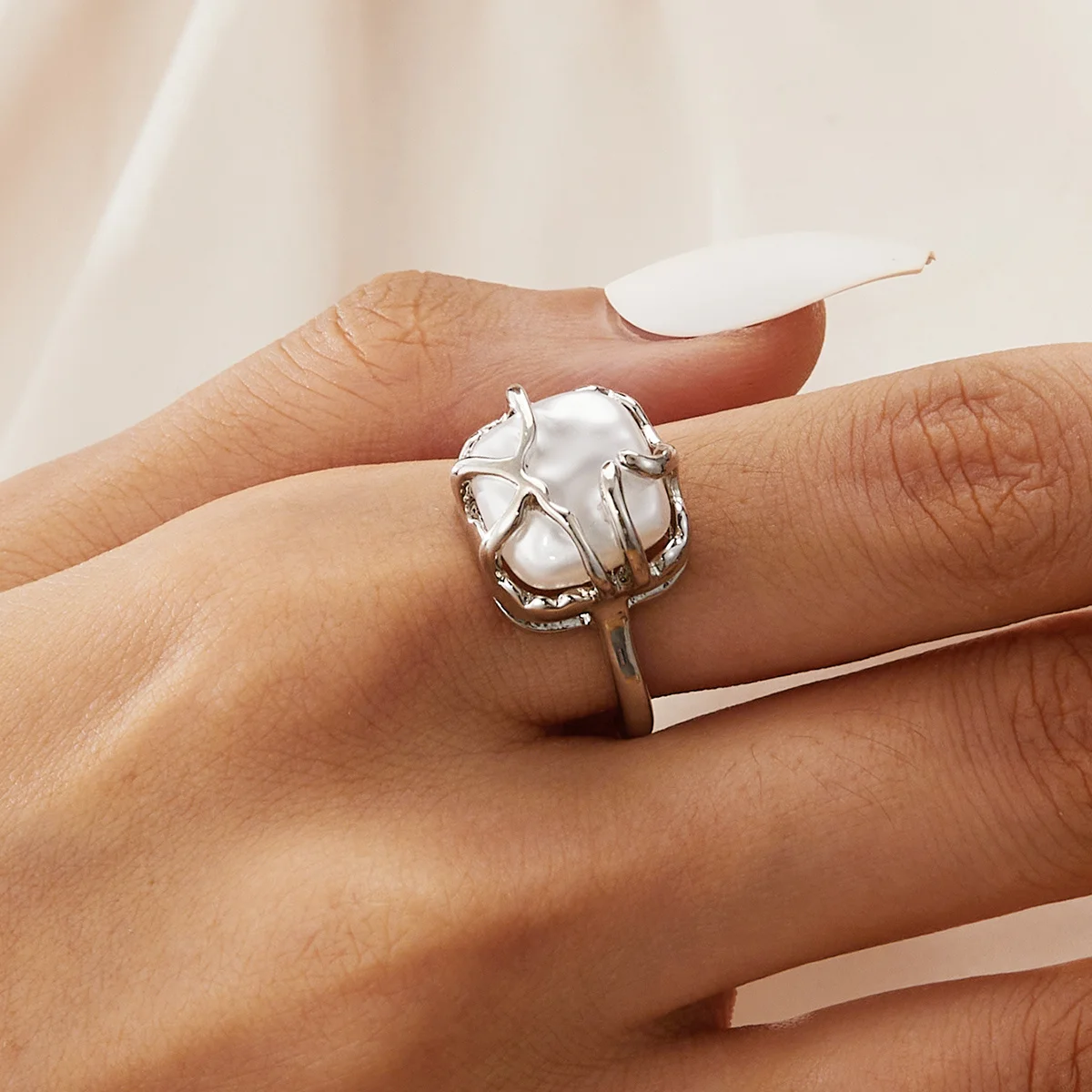 INS Fashion Silver Color Minimalist Irregular Twined Finger