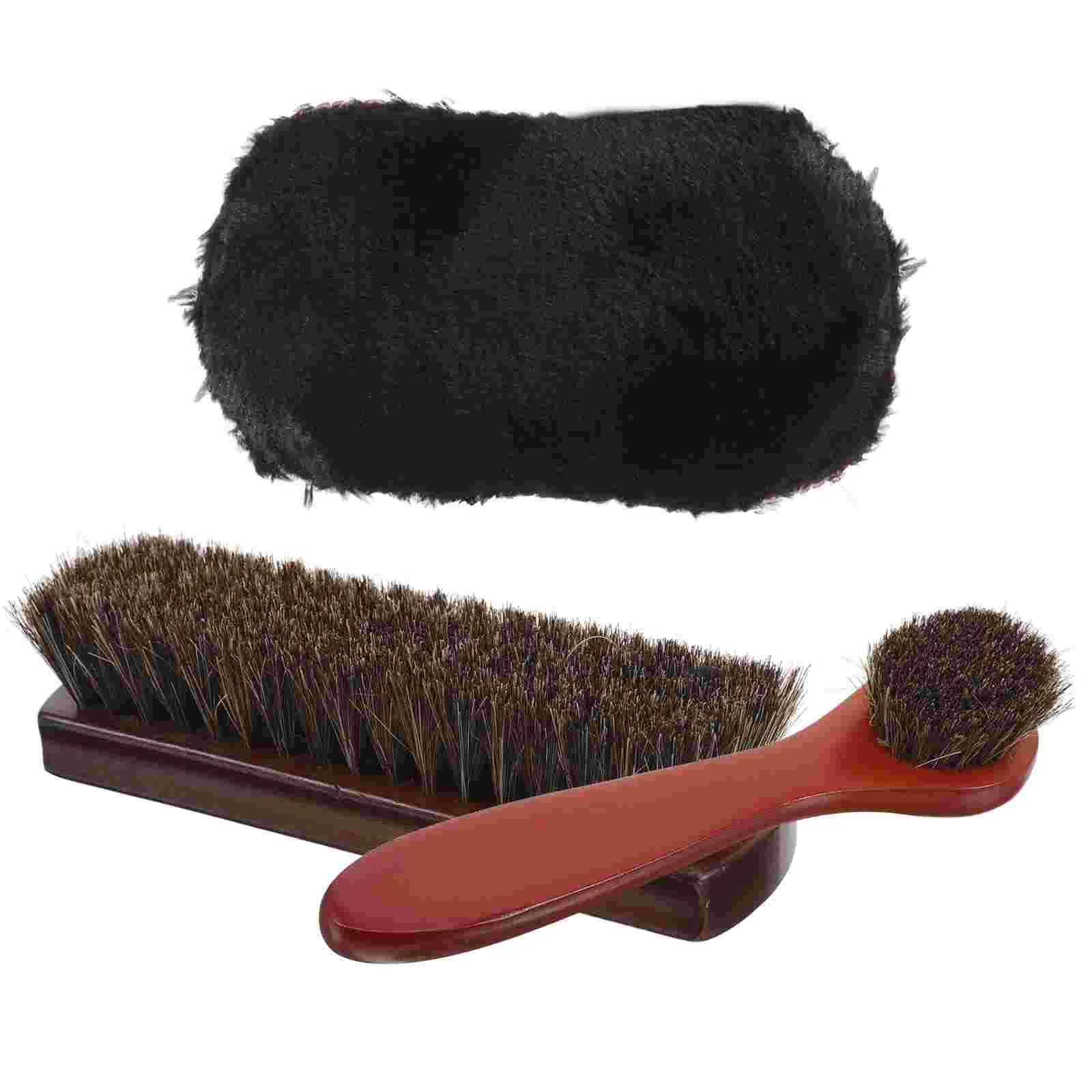 

Shoe Brush Polishing Horse Hair Boot High Gloss Shoes Car Seat Sofa Set Kit Black Cleaning Cloth Lotus Tree Horsehair
