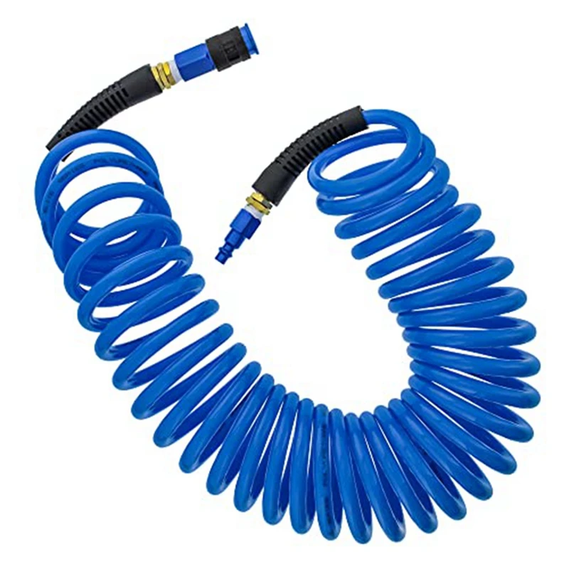 

1/4In X 25In Air Hose Blue Air Hose +Bend Restrictors And 1/4In NPT Male Fitting Ends - Universal Quick Coupler