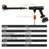 Gisam 200BAR 6-in-1 Brushless Cordless High Pressure Car Washer Rechargeable Lithium Battery Car Cleaning Washer Spray Water Gu 5