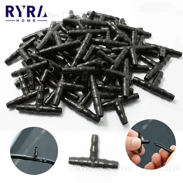 Szögesdrót 3-Utas Póló Csatlakozó 4/7 Mm-Es Cső Öntöző Tömlő Műanyag Tengelykapcsolók Mikro Csepegtető Kerti Szerszámok