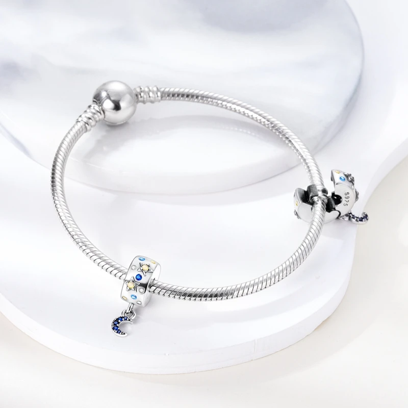 Silberne Clips aus 925er-Sterlingsilber, Sterne, Mond, Sonne, Gänseblümchen-Clip-Charms, Schmetterling, Sicherheitskette, passend für Original-Armbänder, DIY-Schmuck, Geschenke – Detail 18