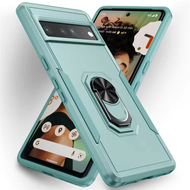 Rugged Military Heavy-Duty Magnetic Ring Stand Phone Case - Shockproof Matte Defender Cover