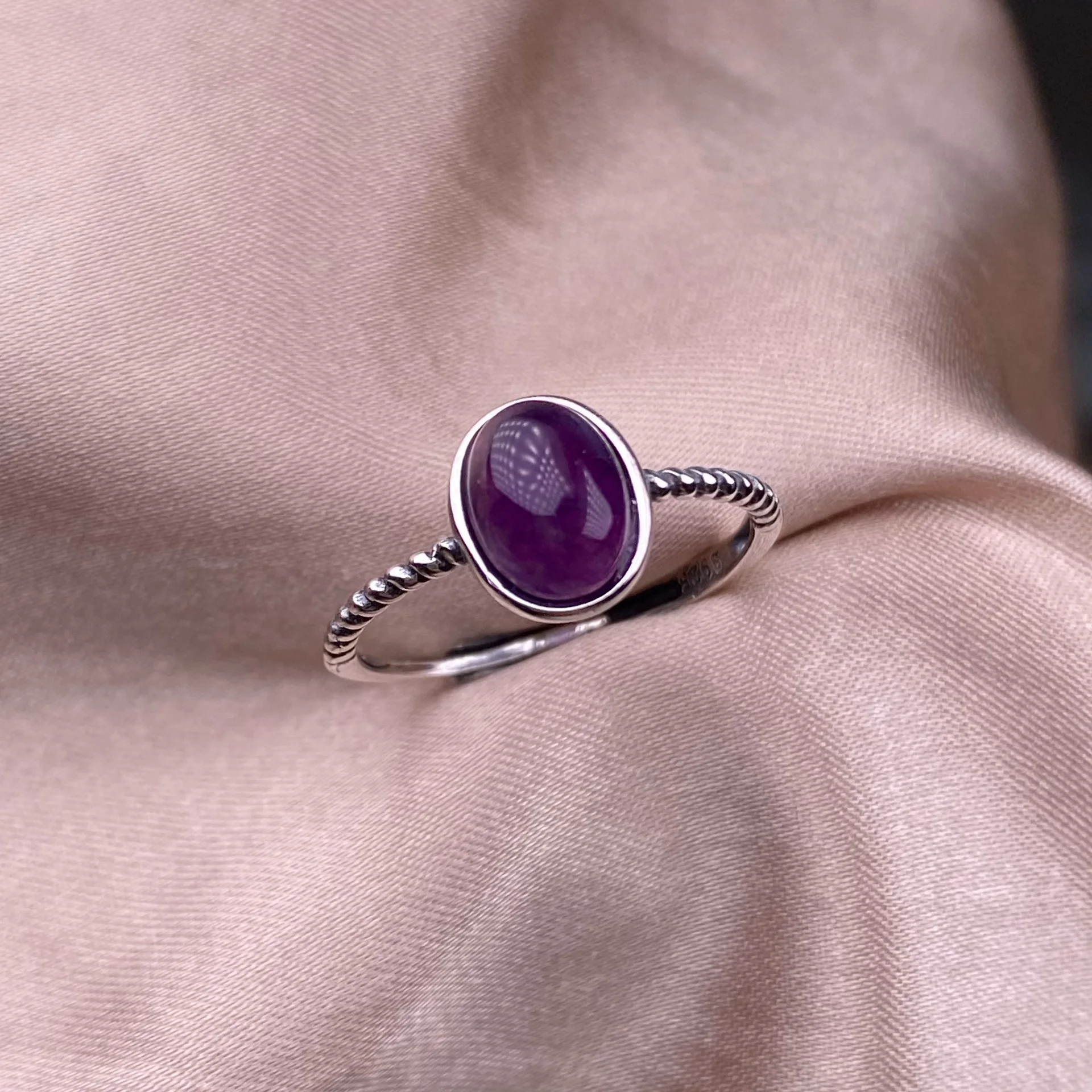 HOYON Natürlicher Aquamarin-Damenring, S925-Sterlingsilber, eingelegter Jade, Amethyst, Party-Schmuck, Geschenk, modische, einfache Accessoires – Detail 13
