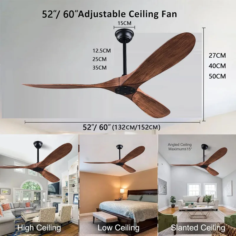 52 60 inch ABS Blades Ceiling Fan Only No Light Remote Control Motor 6 Speeds Ventiladores De Techo 산업용 선풍기