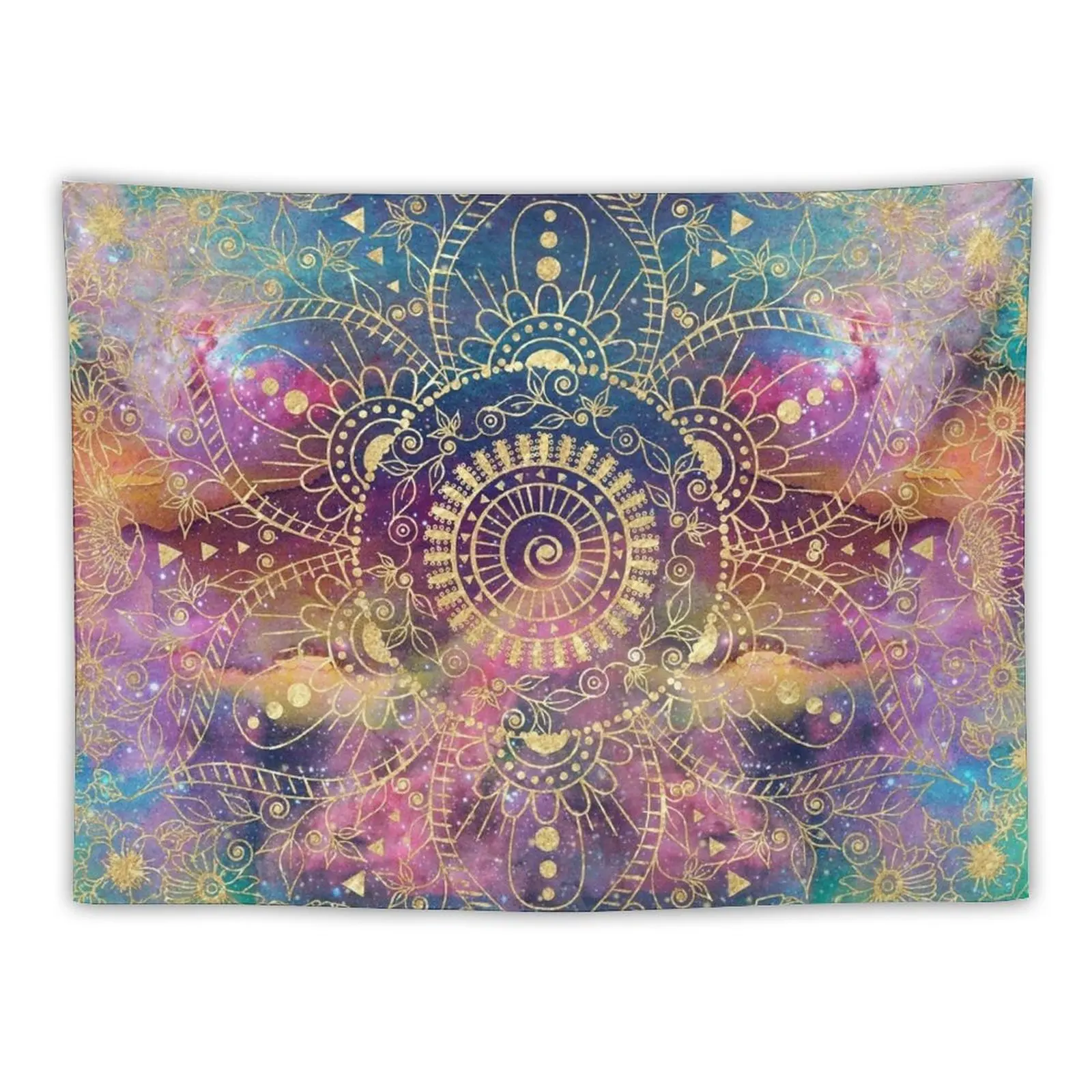 

Gold Mandala Watercolor Colorful Nebula Tapestry Bedroom Decor Aesthetic Wall Hanging Decor Room Decor Cute Tapestry