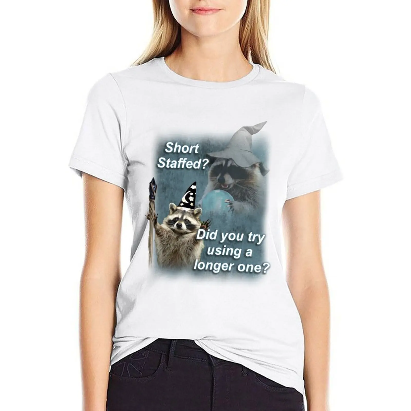 

Short Staffed Raccoon T-shirt tops summer top T-shirt Women