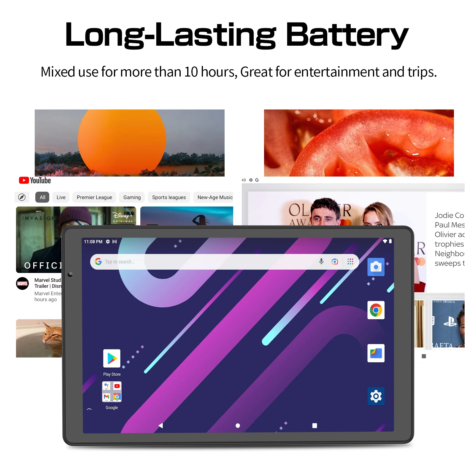 PRITOM Tablet 10 inch Android 12 32GB ROM 512GB Expand Tablets, 2GB RAM Wi-Fi 6 Tablet PC with 1.6GHz Quad Core CPU, 10.1 inch 6