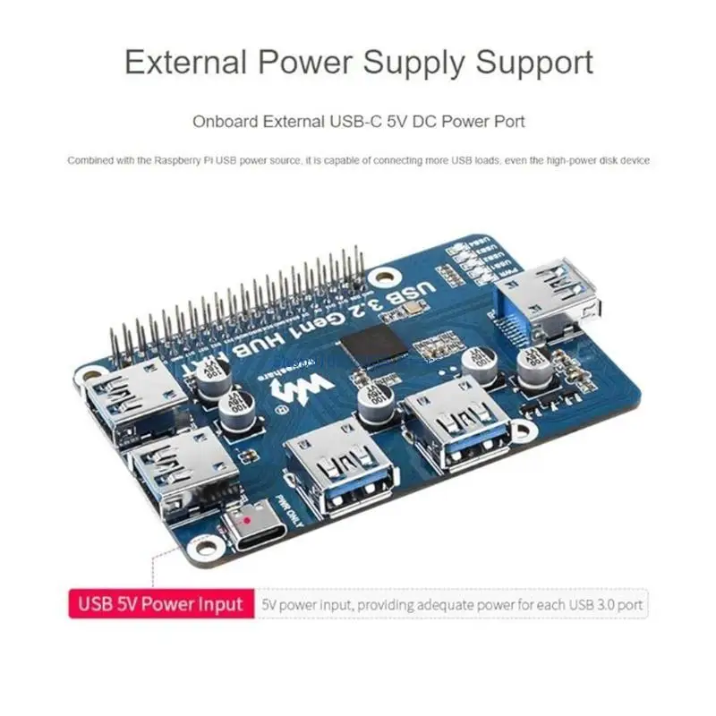 USB 3.2 Gen1 허브 USB-UART 온보드 4 포트 USB 허브 HAT(제로용)